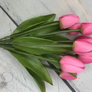 13" Pink Tulip Bush with 9 heads