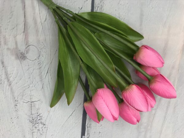 13" Pink Tulip Bush with 9 heads