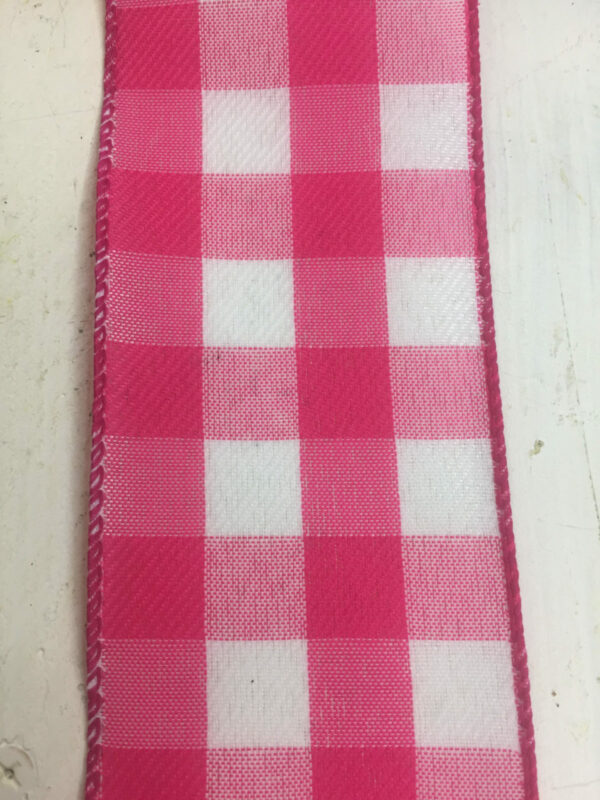 kkr93228W-984-40K 2.5inx50Y Fuchsia and White Plaid Ribbon (3)