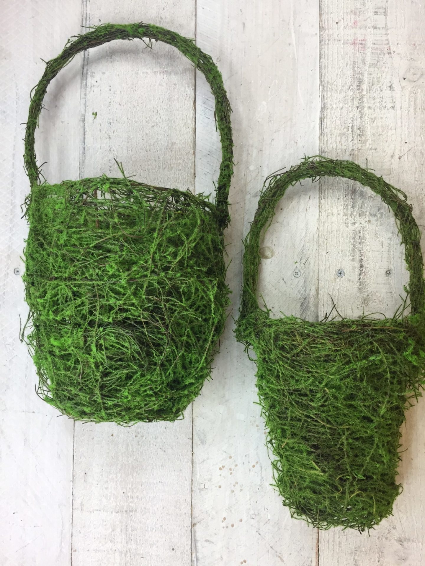 Set of 2 Moss Half Basket Large and Small Kelea's Florals