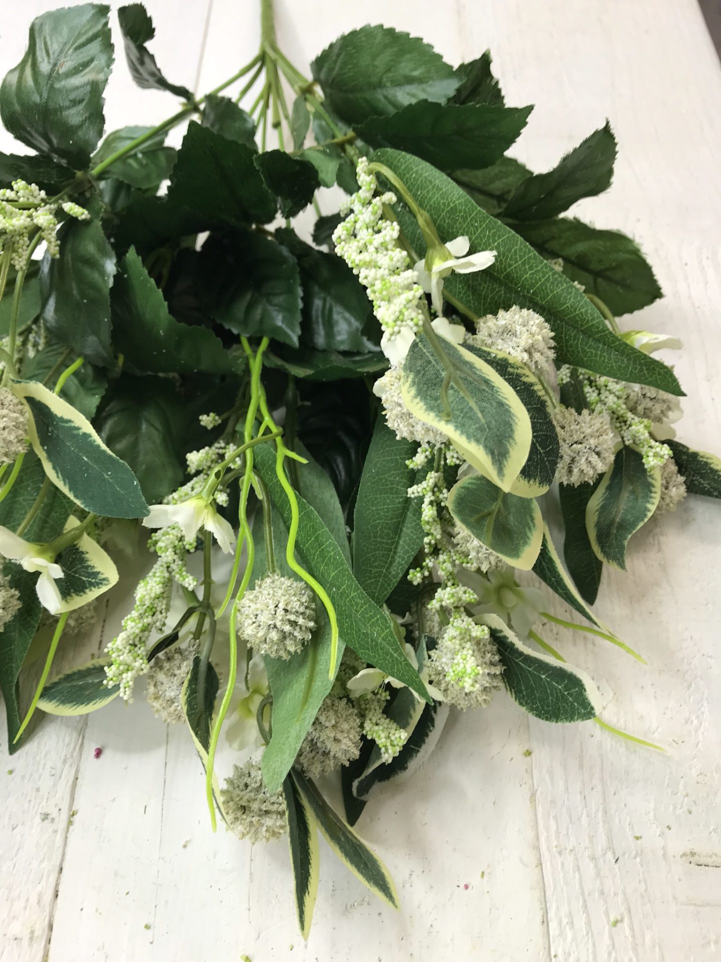 17" White Flower and Berry Mix Bush Kelea's Florals