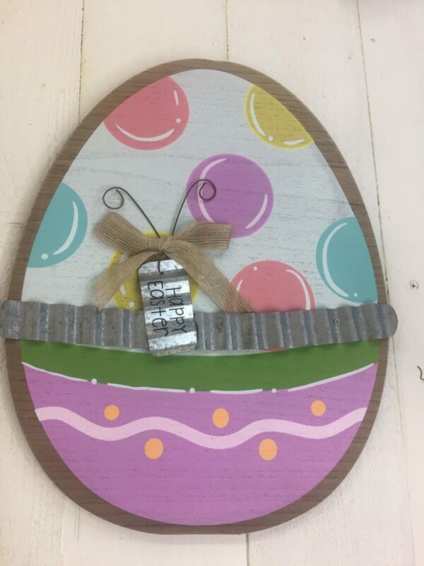 Wood Happy Easter Egg Sign Kelea's Florals