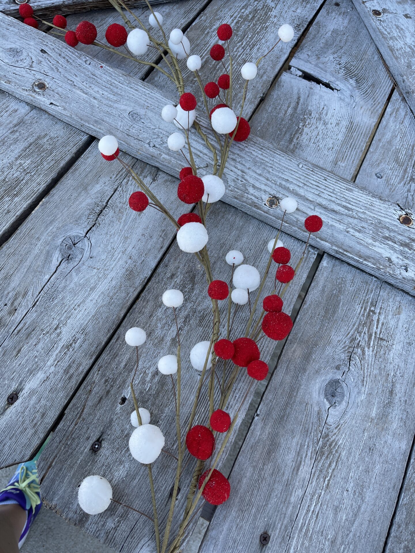 Glitz Red and White Felt Ball Garland Kelea's Florals