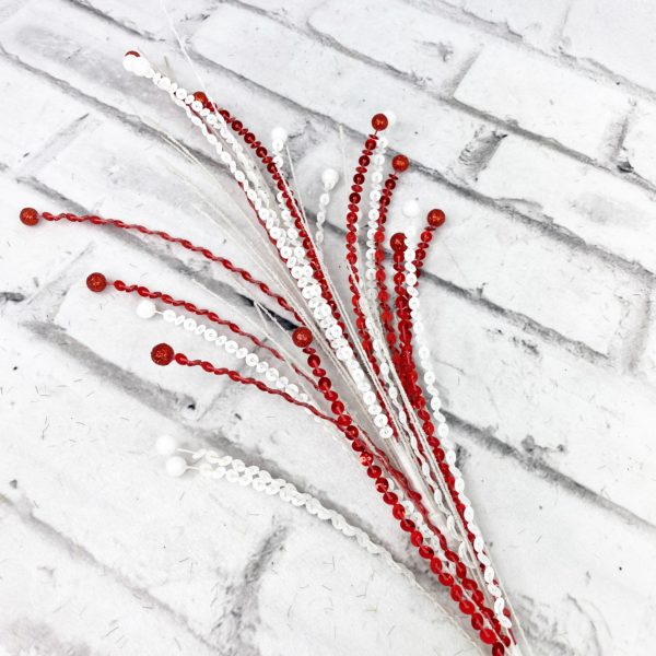 26in Red and White Sequence Glitter Ball Stem 81052RDWT (9)