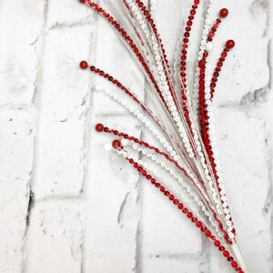 26in Red and White Sequence Glitter Ball Stem 81052RDWT (2)