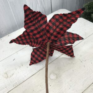 16in Red and Black Buffalo check Poinsettia pick 84045RDBK (6)