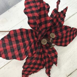 16in Red and Black Buffalo check Poinsettia pick 84045RDBK (9)