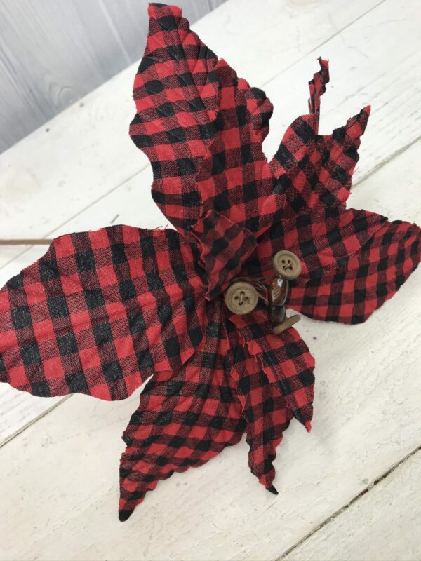 16in Red and Black Buffalo check Poinsettia pick 84045RDBK (9)