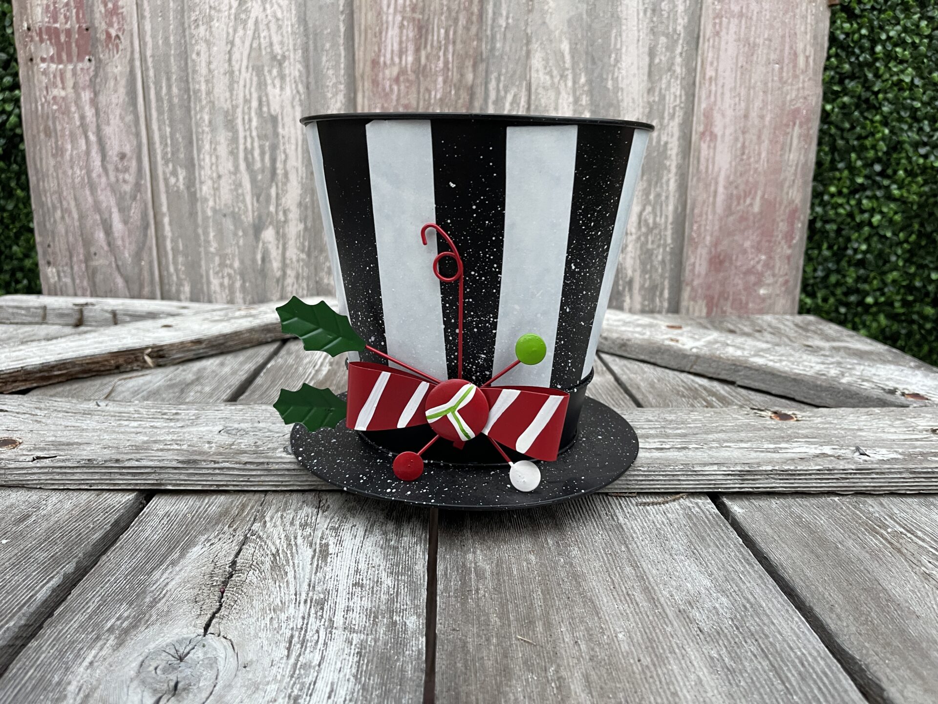 Black White Metal Stripe Top Hat Kelea's Florals