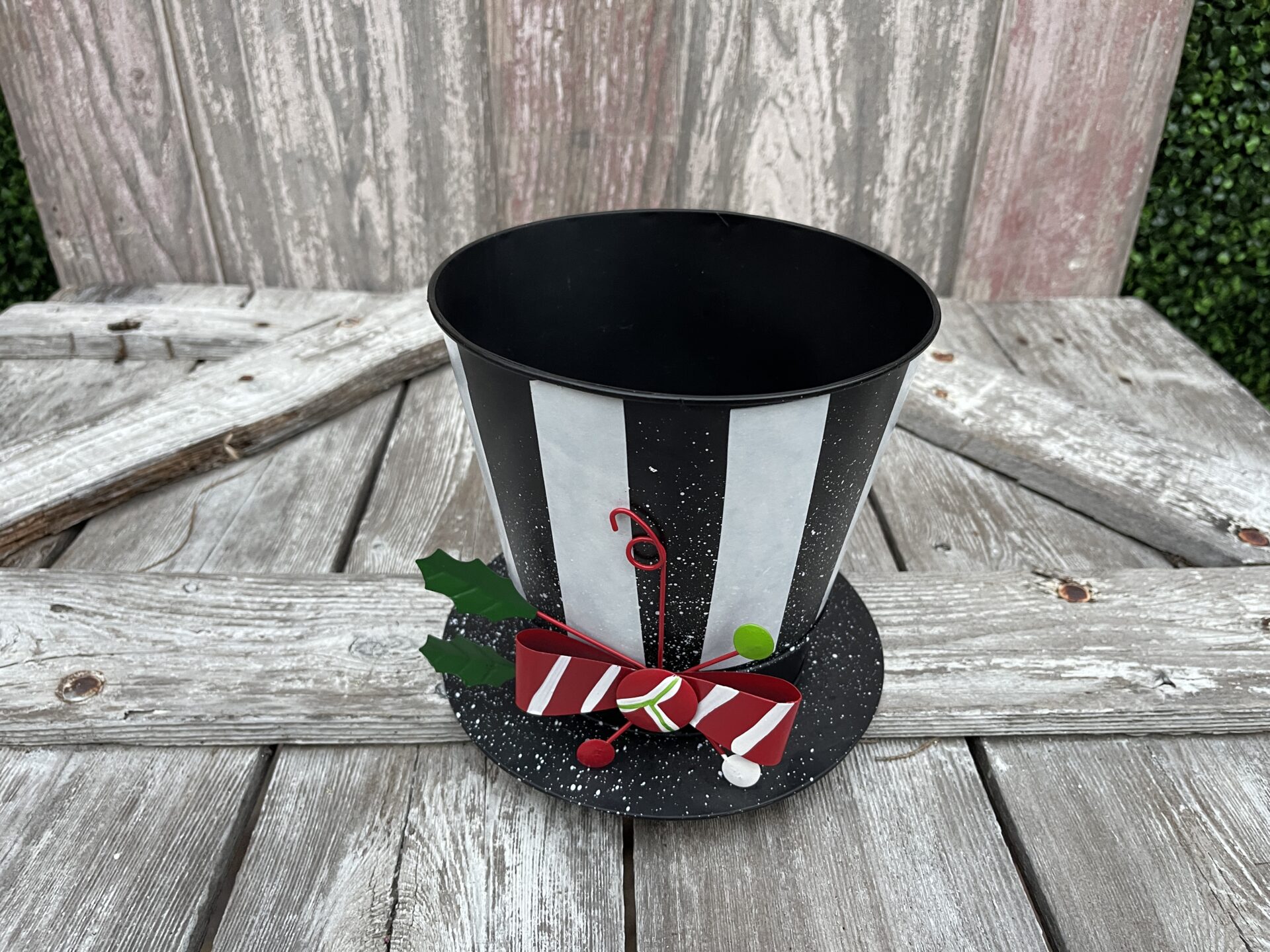 Black White Metal Stripe Top Hat Kelea's Florals