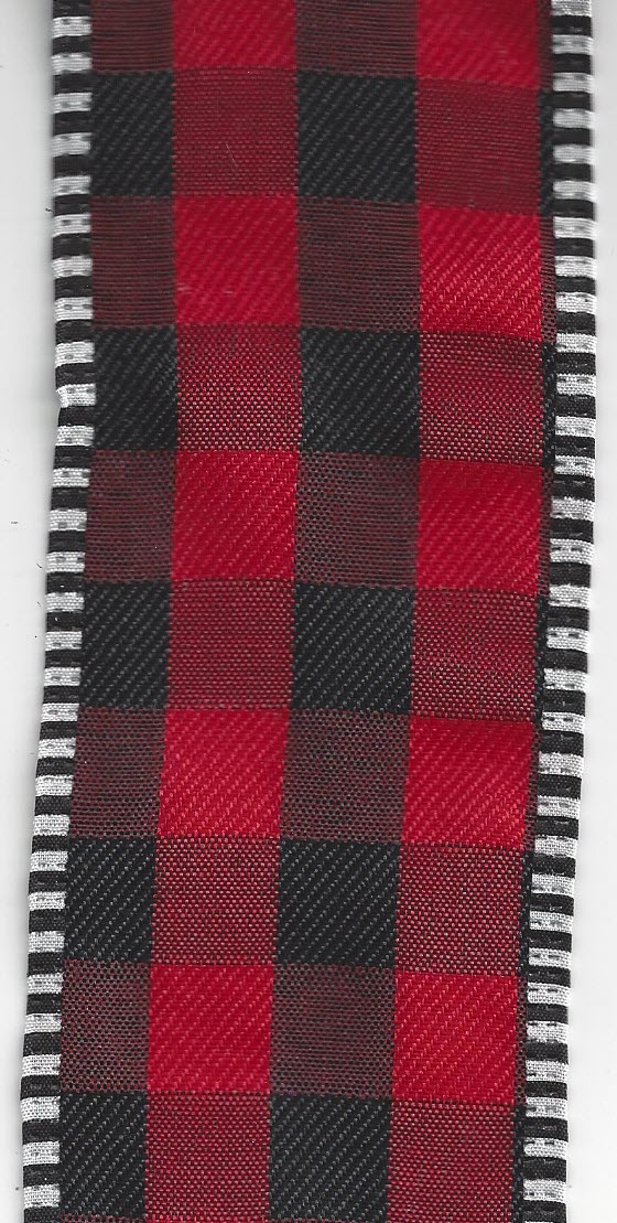 X975840-13 2.5x10Y Red Black Buffalo Check with White Black Edge