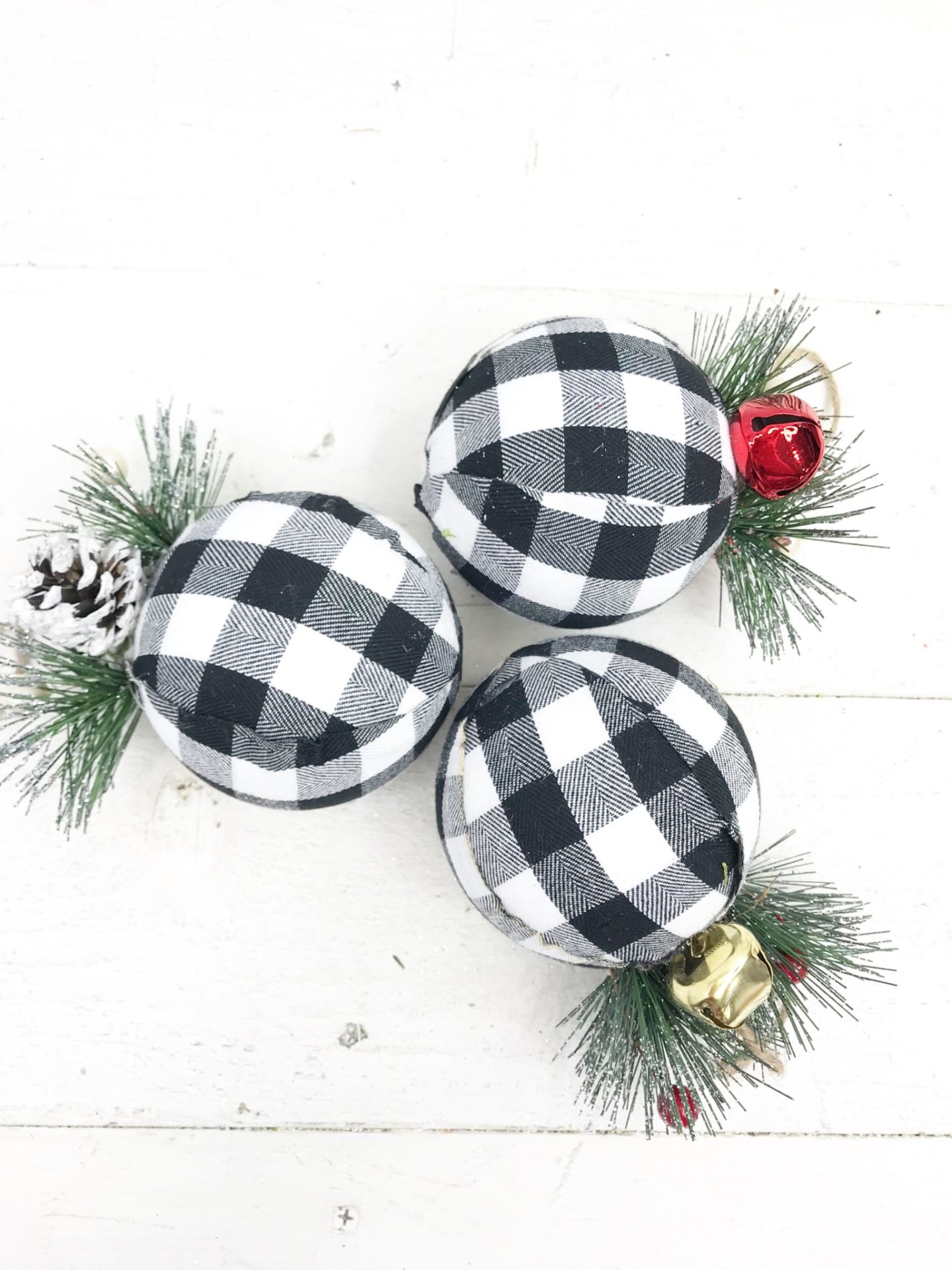 Black and White Buffalo Check Christmas Ornaments Set of 3 Kelea's
