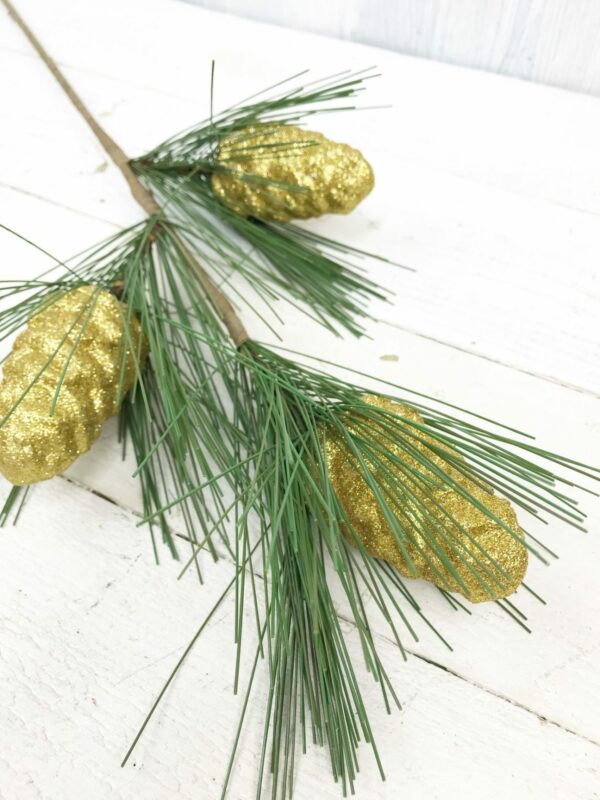 28in Pine and Gold Pine Cone Stem 2500740 (5)