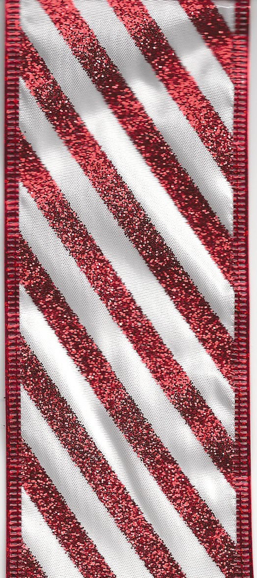 2.5" Candy Cane Stripe Ribbon on 50 Yard Roll