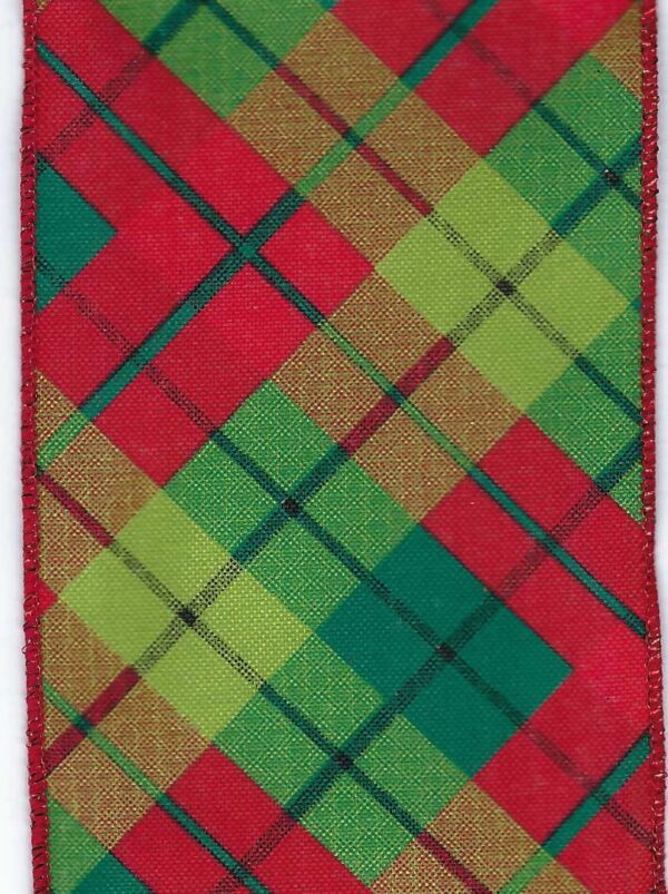 X930004-17 4x10Y Red Green Diag0nal check ribbon