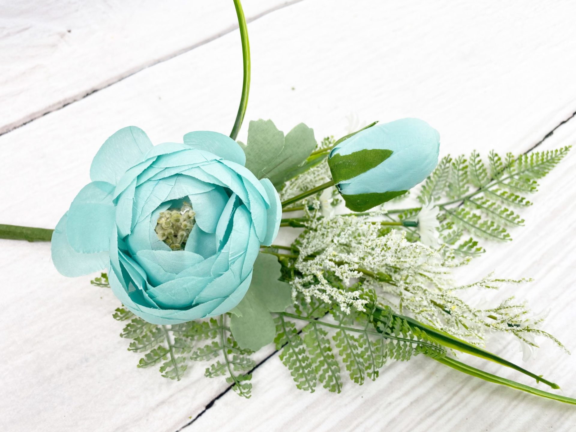 Aqua Ranunculus Fern Pick Kelea's Florals