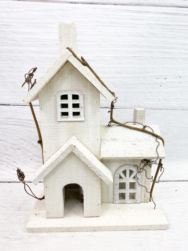 14x10x5 White LED Wooden House 62234WT (2)