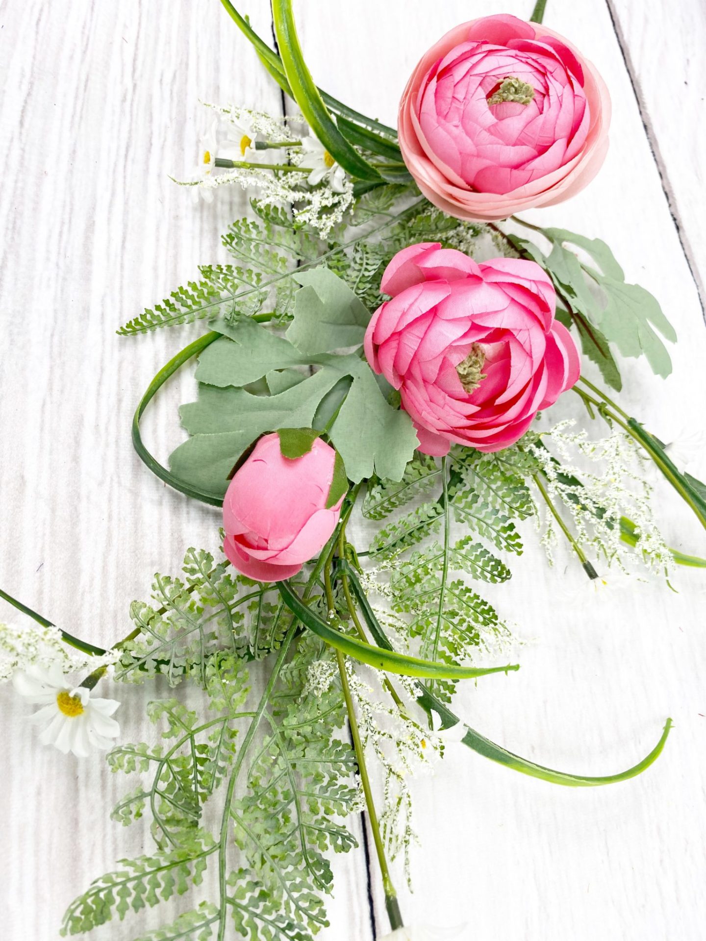 Large Pink Ranunculus Fern Stem - Kelea's Florals