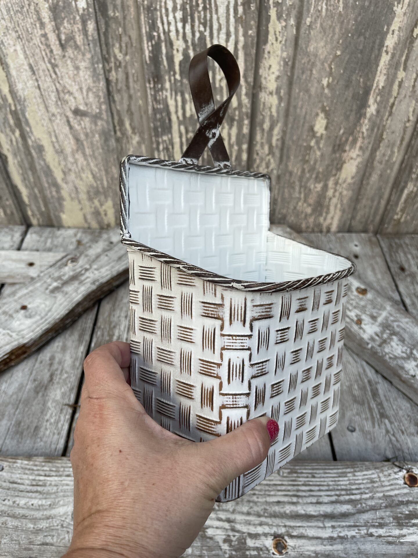 Small Metal Basket Weave Wall Pocket Kelea's Florals