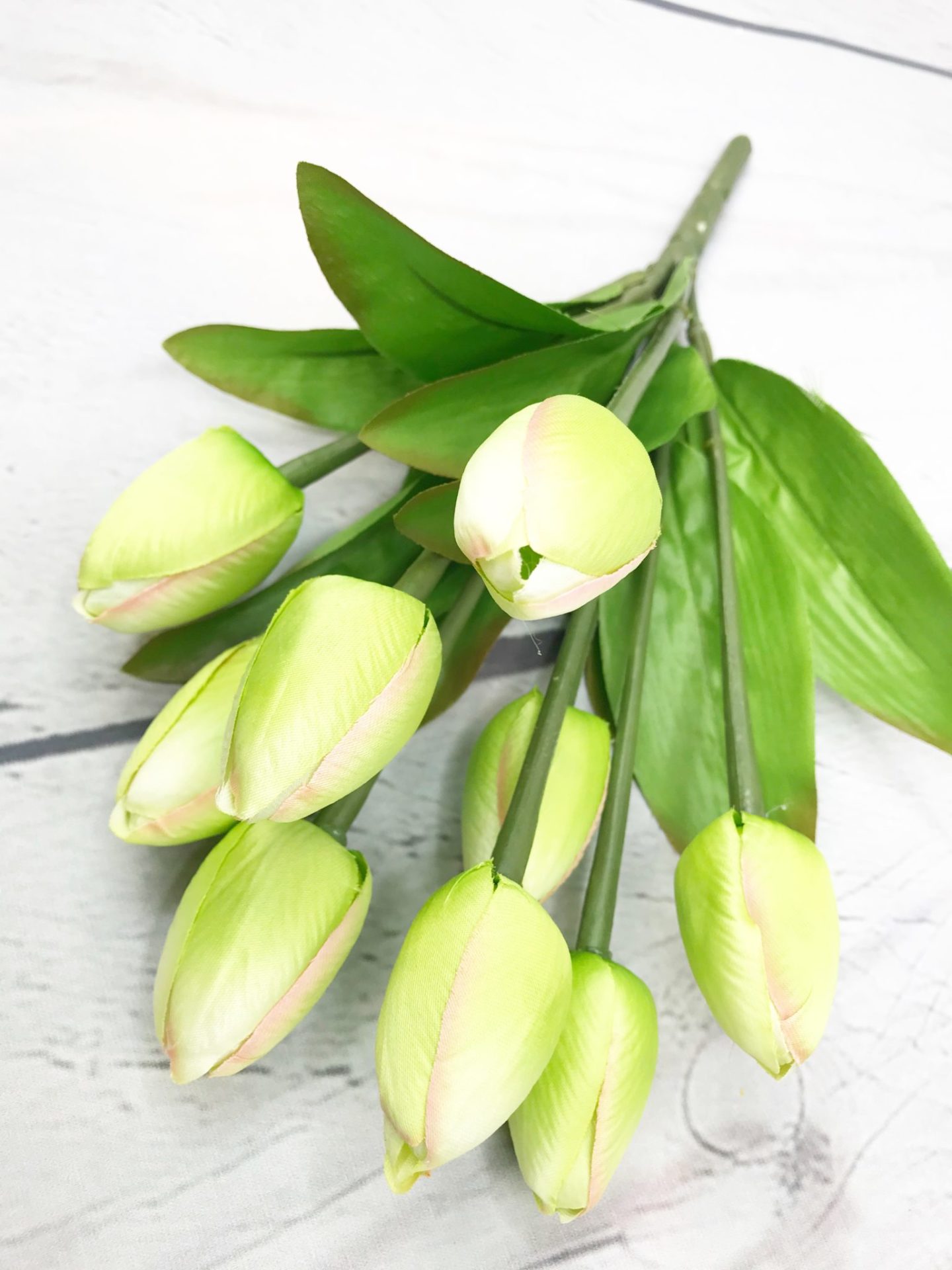 13" Green Tulip Bush with 9 heads