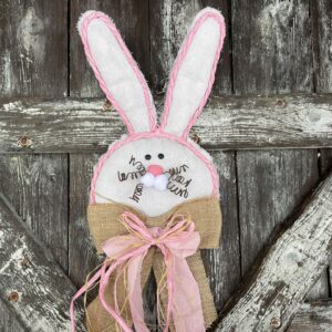 Pink Fabric Easter Bunny Head Hanger 92694W-750-40F