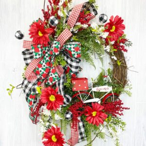 Red and White Summertime Bike Wreath (2)