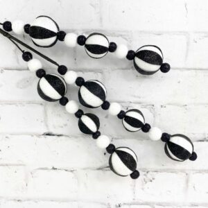 32in Black White Glitter Stripe Ball Stem 84230BKWT (4)
