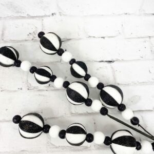 32in Black White Glitter Stripe Ball Stem 84230BKWT (3)