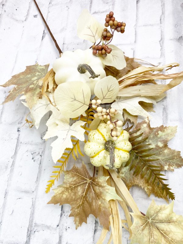 32in Cream Pumpkin and Maple Leaves Stem 81384 (1)