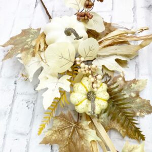 32in Cream Pumpkin and Maple Leaves Stem 81384 (1)