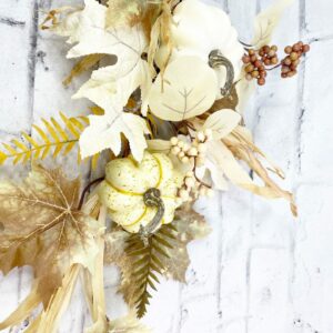32in Cream Pumpkin and Maple Leaves Stem 81384 (6)