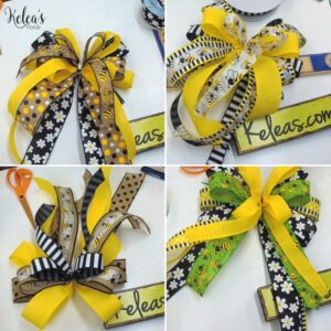 4 wreath bows with bee ribbon