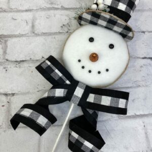 25in Snowman with White Black Plaid Hat 61841-WTBK (1)