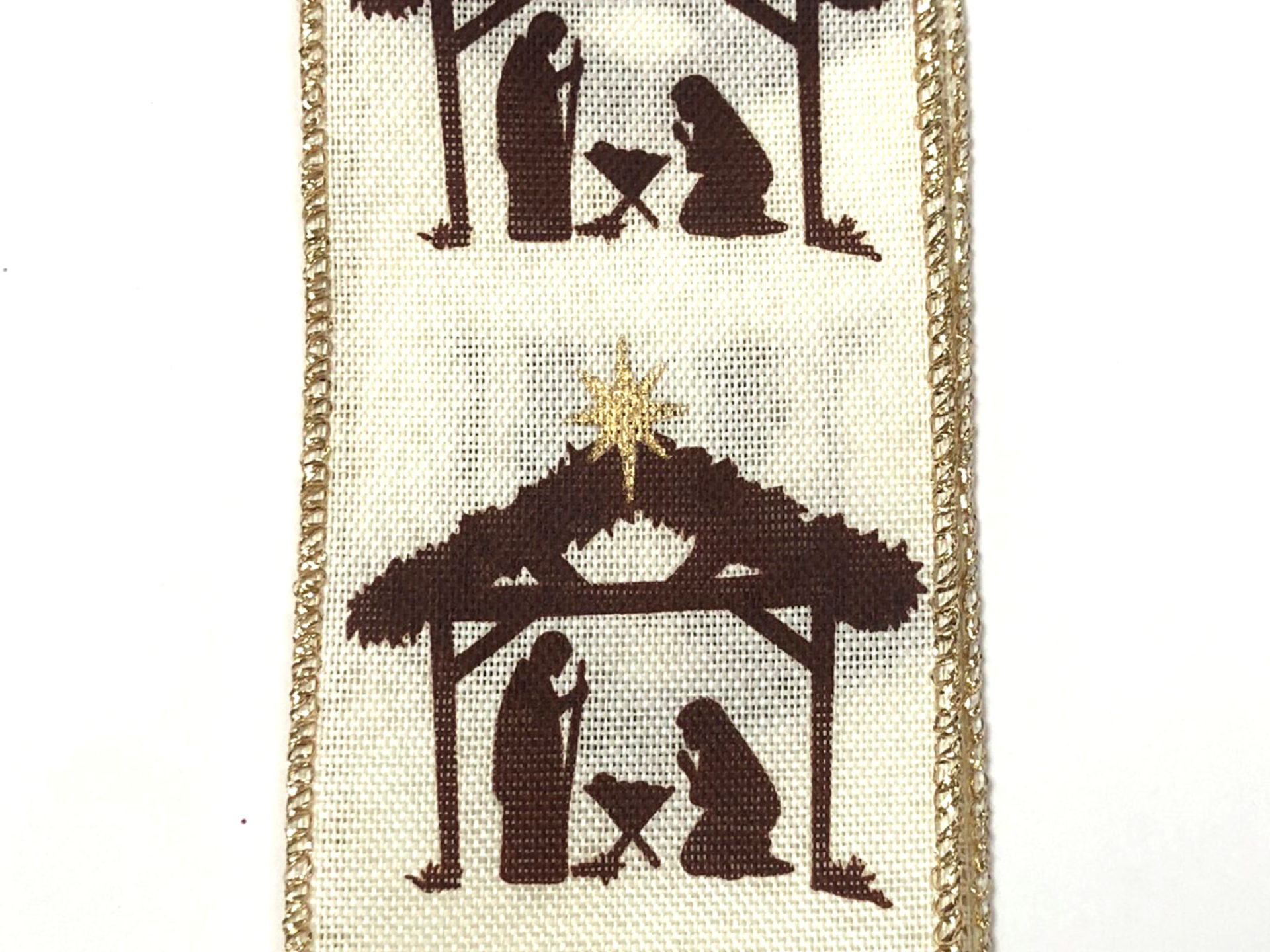 2.5" Nativity Scene on Ivory Ribbon on 50 Yard Roll Kelea's Florals