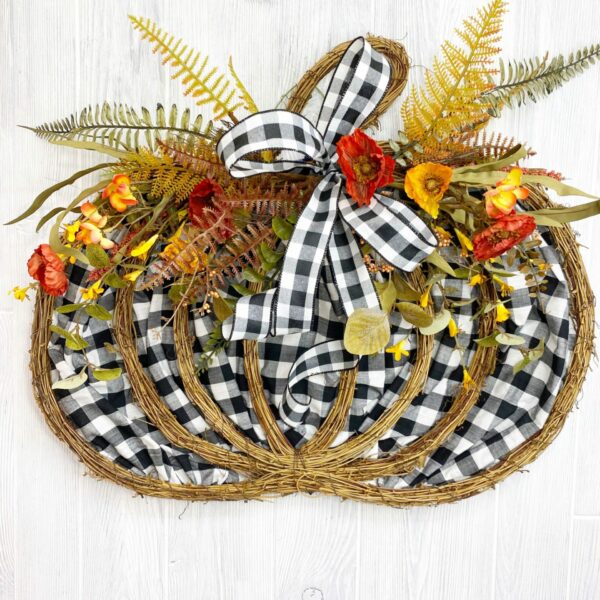 Fall Buffalo Check Pumpkin Door Hanger (2)