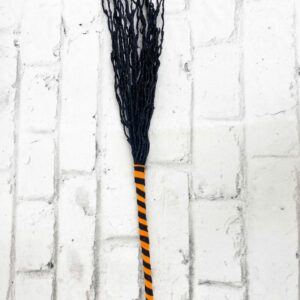 24 Orange Black Glitter Twig Broom kkl56550ORBK (4)