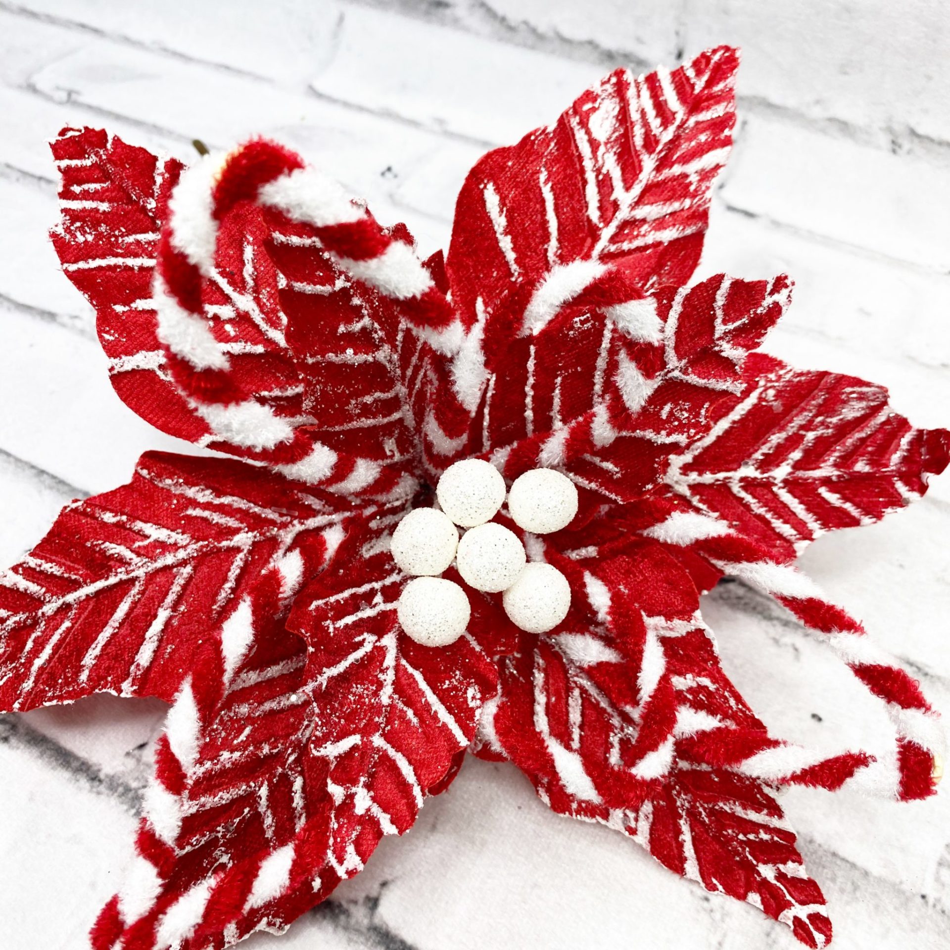 Peppermint Poinsettia Pick Kelea's Florals