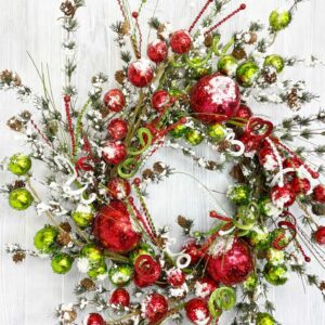 Christmas Red and Green Ball Wreath (14)