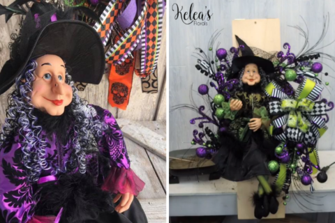 DIY Witch Wreath to Dress Up Your Door for Halloween - Kelea's Florals