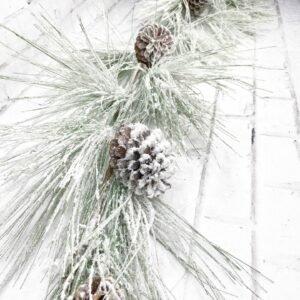 6ft Flocked Needle Pine Pinecone Garland 89911SNOW (1)