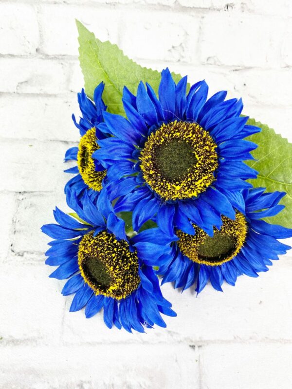 11in Blue Sunflower Bush x4 800096-BL (1)