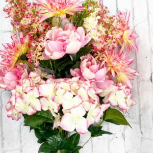 32in Pink Peony Fuji Mum Lila Delphinium & Hydrangea Mixed Bush 52039-PK (1)