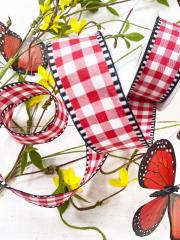 Red White Check Plaid Black White Edge