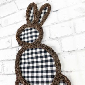 Black and White Check Twig Bunny Door Hanger