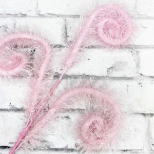 Pink Frizzy Curly Stem