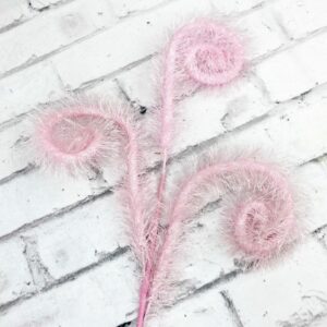 Pink Frizzy Curly Stem