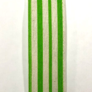 Ivory Canvas Green Vertical Vary Stripes Ribbon