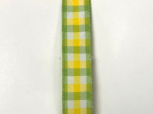 Green Yellow White Classica Check Ribbon