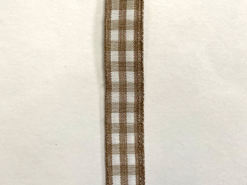 Dark Tan White Classica Check Ribbon