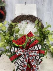 Watermelon Embellished bow on wreath